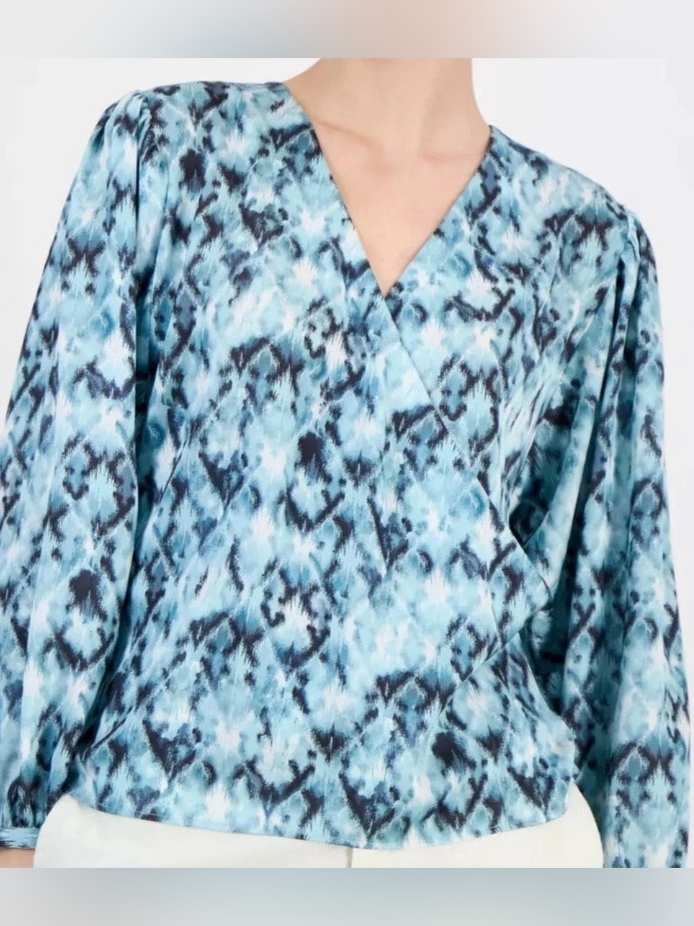 Hugo Boss wrap top blouse blue medium NWT